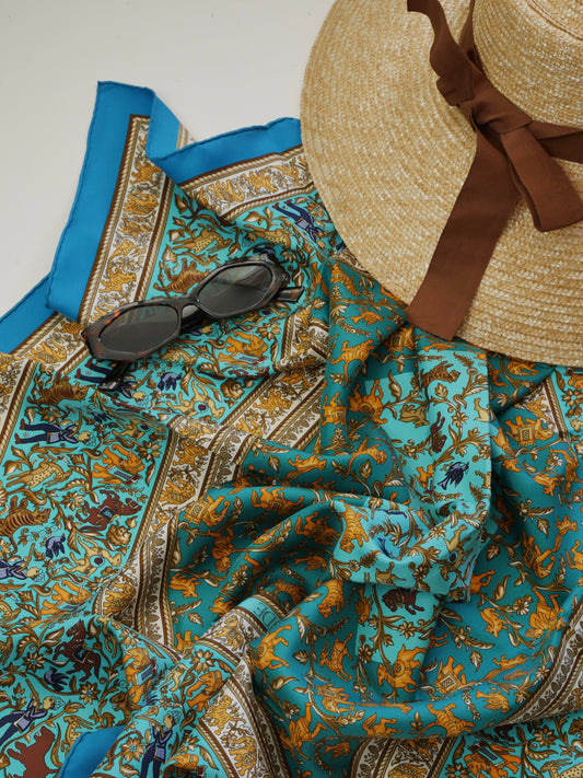 Hermes Carre 90 Silk Scarf Chasse En Inde