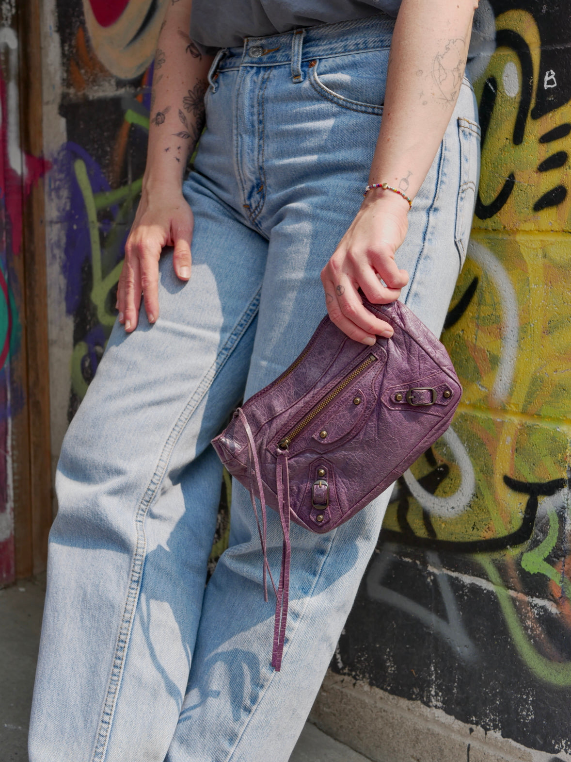 Balenciaga Leather Mini City Clutch