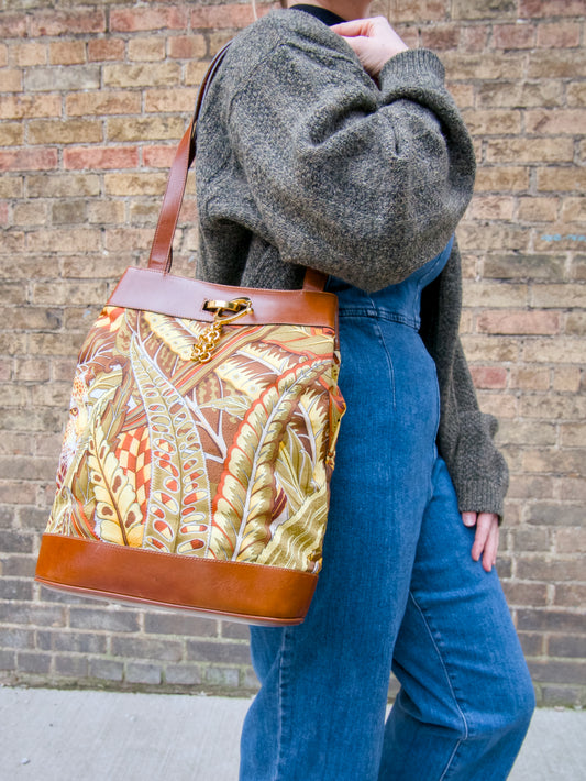 Vintage Jungle Print Shoulder Bag