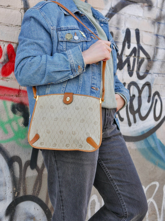 Christian Dior Vintage Honeycomb Canvas Crossbody