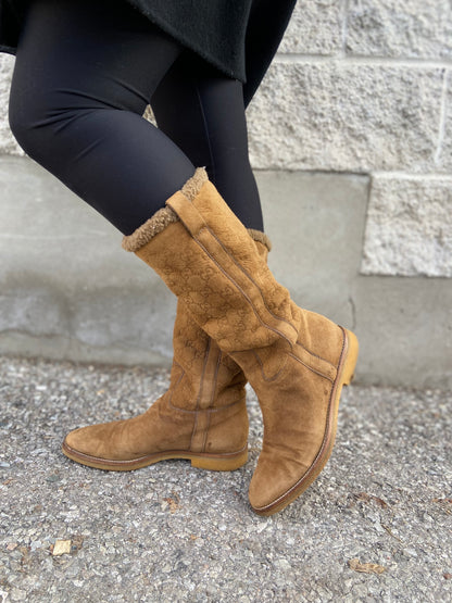 Suede Monogram Boots