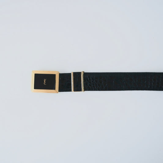 YSL Vintage Patent Textured Belt