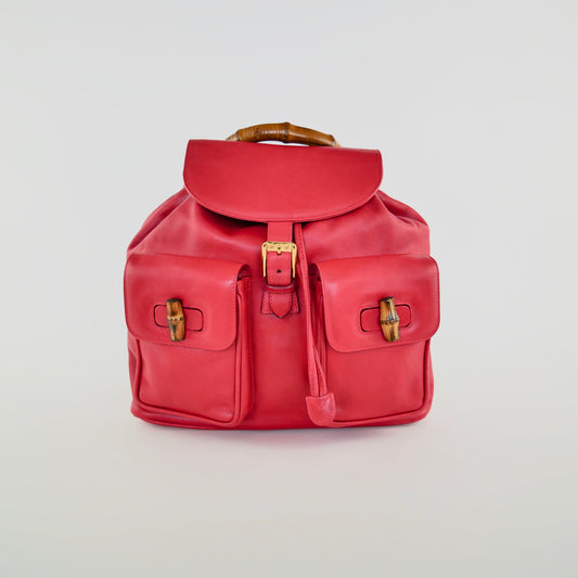Gucci Vintage Bamboo Leather Backpack