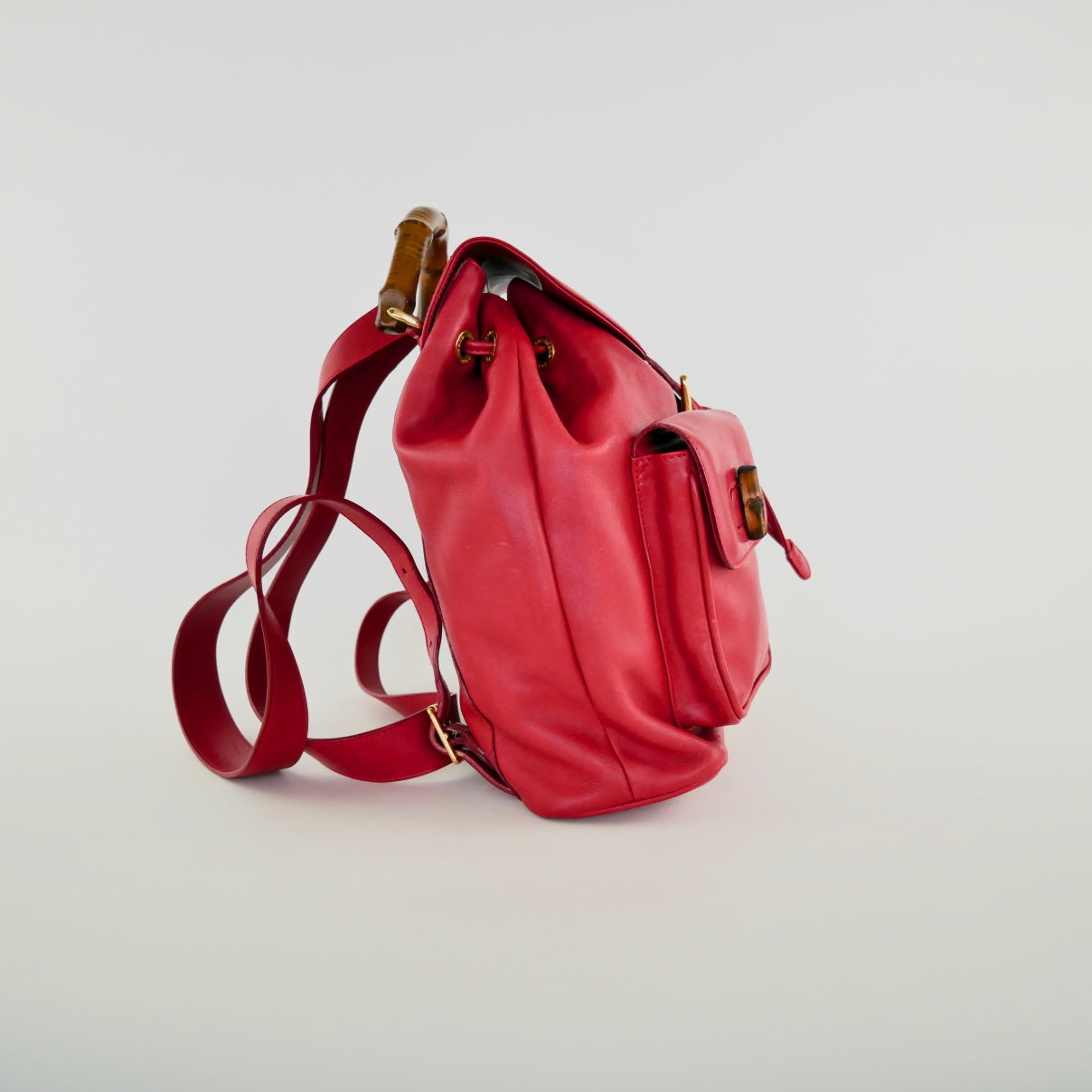 Gucci Vintage Bamboo Leather Backpack