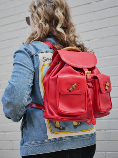Gucci Vintage Bamboo Leather Backpack