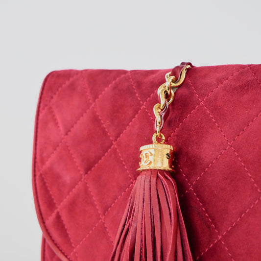 Chanel Vintage Suede Tassel Clutch