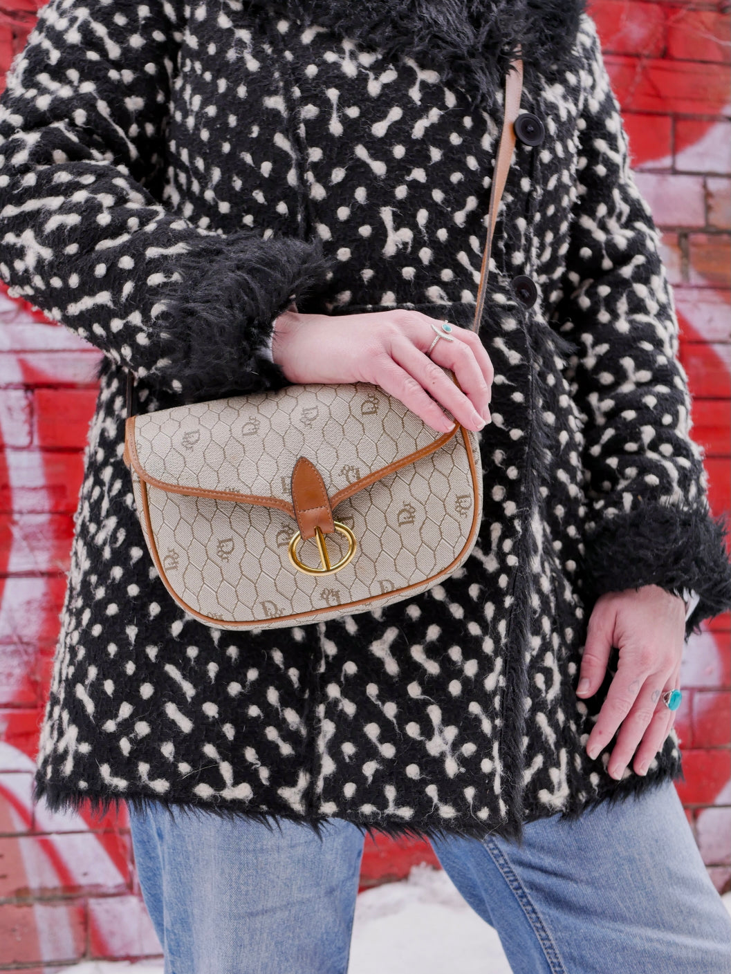 Christian Dior Vintage Honeycomb Tan Crossbody