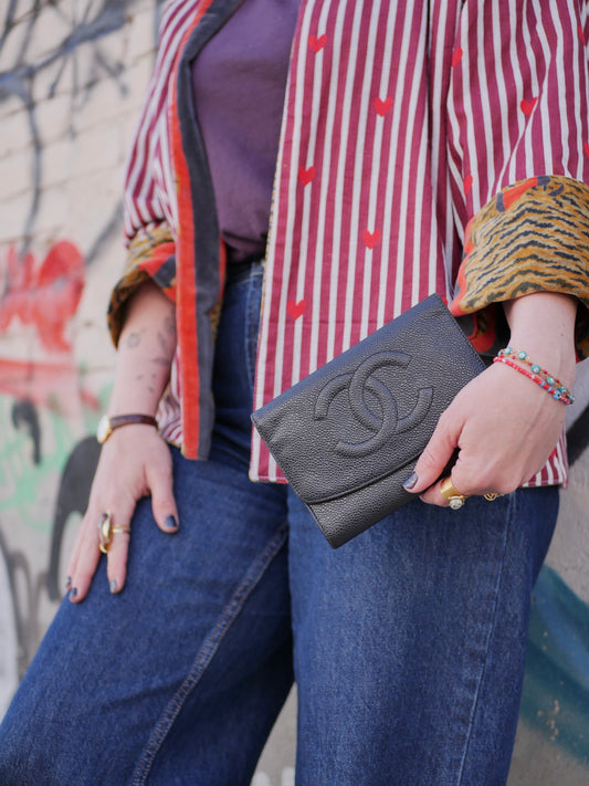 Chanel Vintage Interlocking Caviar Wallet