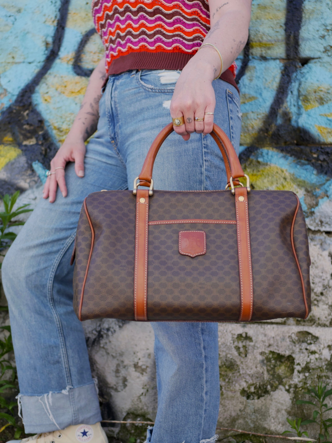 Celine Vintage Macadam Boston Bag