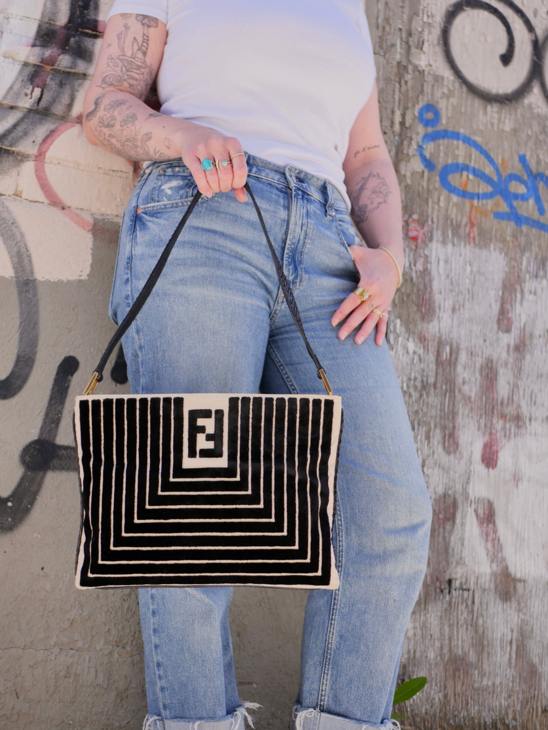 Fendi Vintage Textured Shoulder Bag