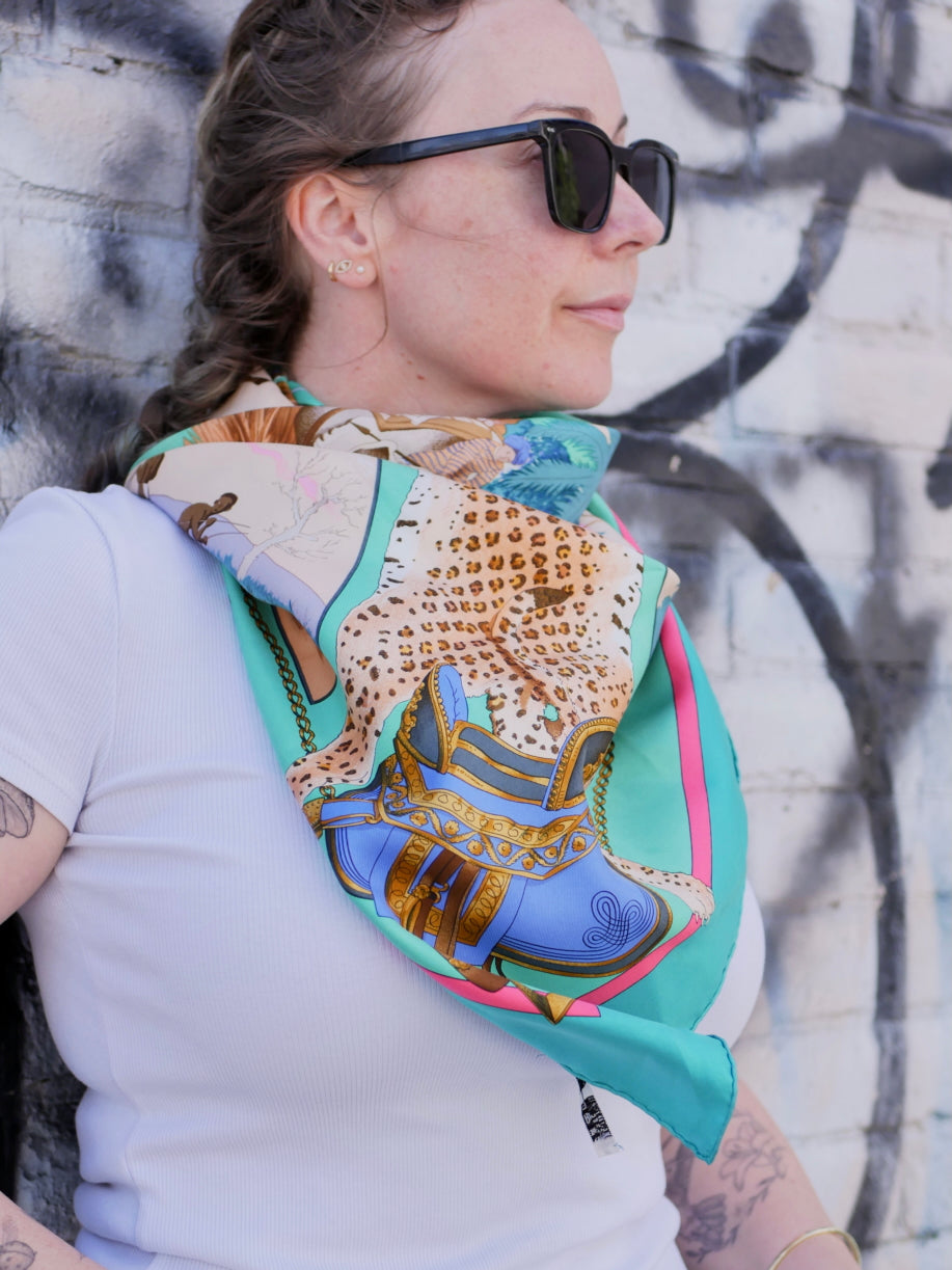 Hermes 100% Silk Chasses Exotique Carre 90 Scarf