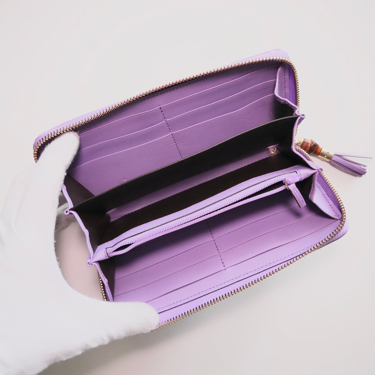 Gucci Leather Bamboo Zippy Wallet