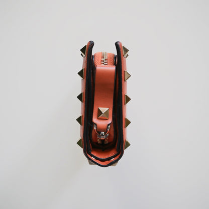 Valentino Leather Rockstud Mini Zippy Bifold