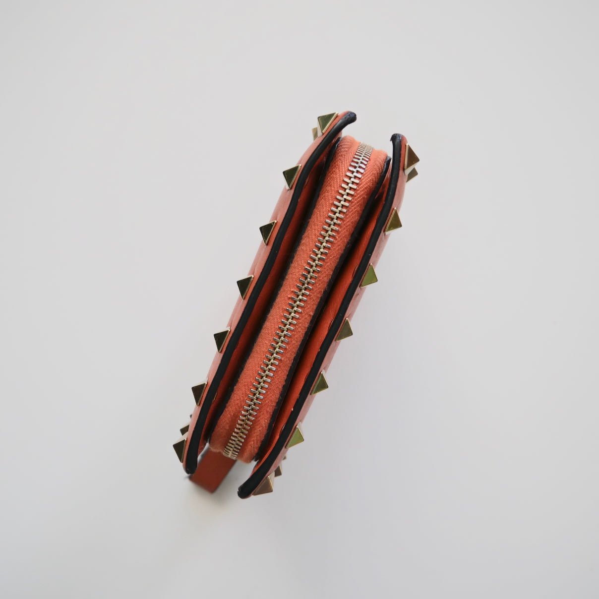 Valentino Leather Rockstud Mini Zippy Bifold