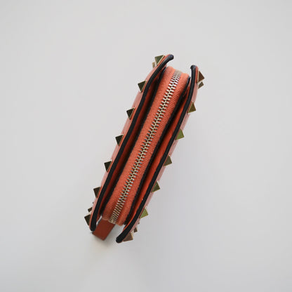 Valentino Leather Rockstud Mini Zippy Bifold