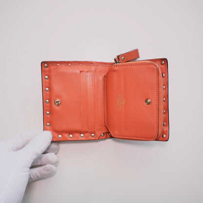 Valentino Leather Rockstud Mini Zippy Bifold
