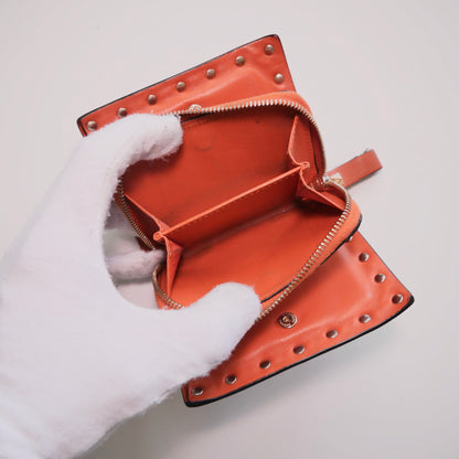 Valentino Leather Rockstud Mini Zippy Bifold