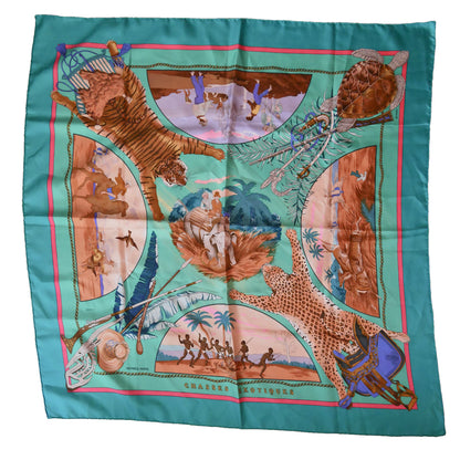 Hermes 100% Silk Chasses Exotique Carre 90 Scarf