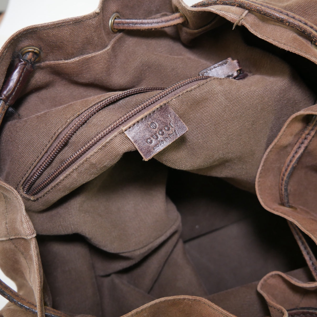 Gucci Canvas & Leather Bucket Bag