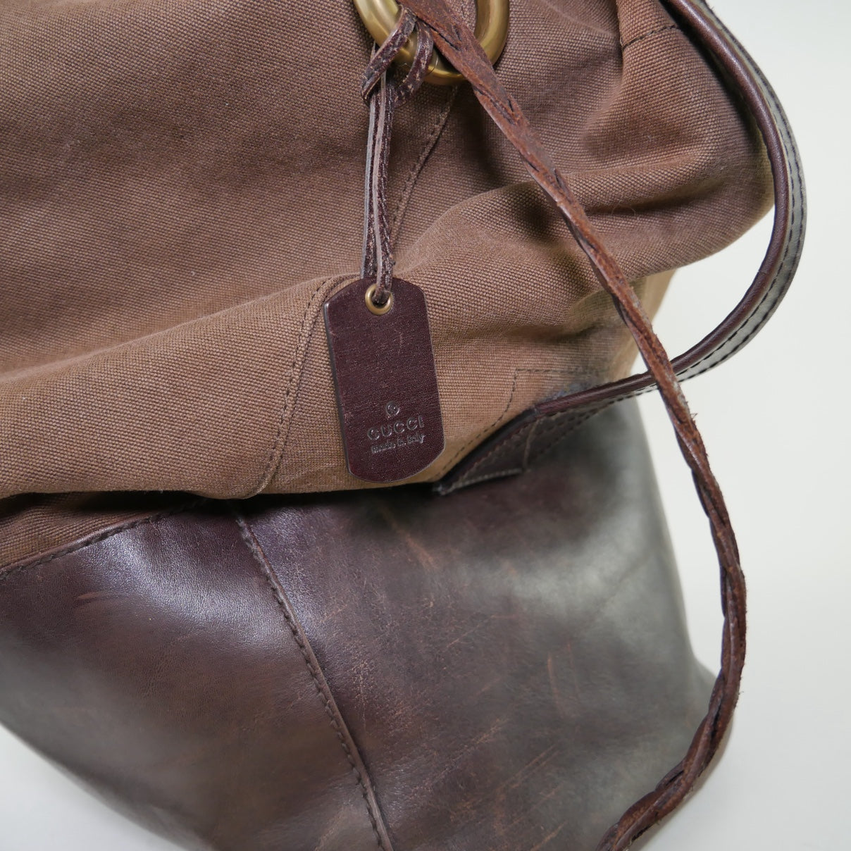 Gucci Canvas & Leather Bucket Bag